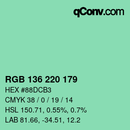 Color code: RGB 136 220 179 | qconv.com