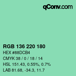 Color code: RGB 136 220 180 | qconv.com