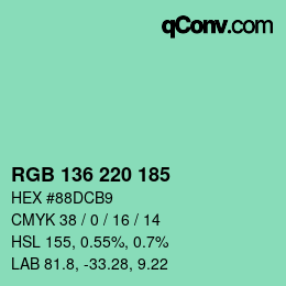 Color code: RGB 136 220 185 | qconv.com