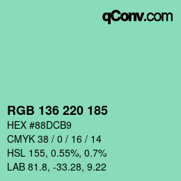 Color code: RGB 136 220 185 | qconv.com