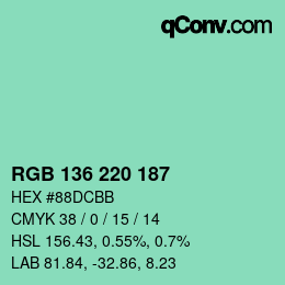 Color code: RGB 136 220 187 | qconv.com
