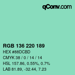 Color code: RGB 136 220 189 | qconv.com
