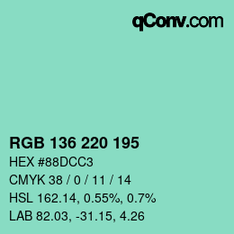 Color code: RGB 136 220 195 | qconv.com