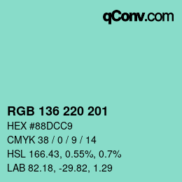 Color code: RGB 136 220 201 | qconv.com