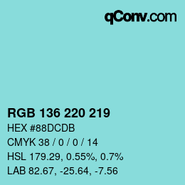 Color code: RGB 136 220 219 | qconv.com
