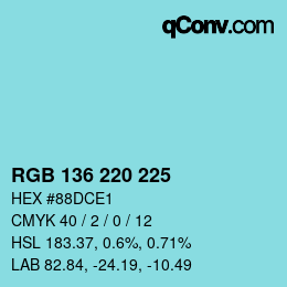 Color code: RGB 136 220 225 | qconv.com