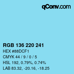 カラーコード: RGB 136 220 241 | qconv.com