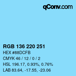 Color code: RGB 136 220 251 | qconv.com