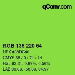 Color code: RGB 136 220 64 | qconv.com