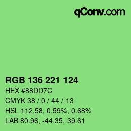 Color code: RGB 136 221 124 | qconv.com