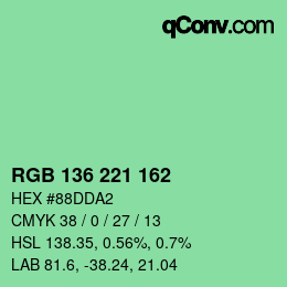颜色代码: RGB 136 221 162 | qconv.com