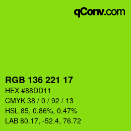 Color code: RGB 136 221 17 | qconv.com