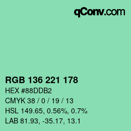 Color code: RGB 136 221 178 | qconv.com