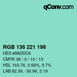 Color code: RGB 136 221 198 | qconv.com