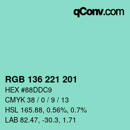 Color code: RGB 136 221 201 | qconv.com