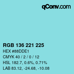 Color code: RGB 136 221 225 | qconv.com