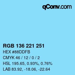 Color code: RGB 136 221 251 | qconv.com