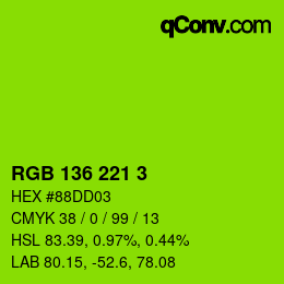 カラーコード: RGB 136 221 3 | qconv.com