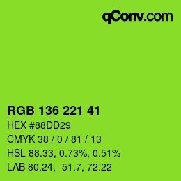Color code: RGB 136 221 41 | qconv.com
