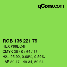 Color code: RGB 136 221 79 | qconv.com