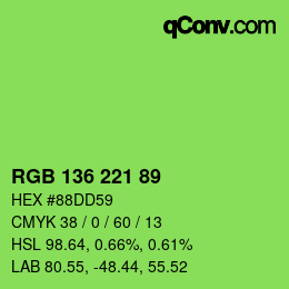 Color code: RGB 136 221 89 | qconv.com