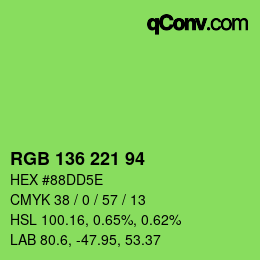 Color code: RGB 136 221 94 | qconv.com