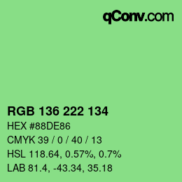 Color code: RGB 136 222 134 | qconv.com