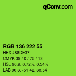 Color code: RGB 136 222 55 | qconv.com