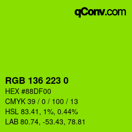 Color code: RGB 136 223 0 | qconv.com