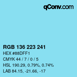 Color code: RGB 136 223 241 | qconv.com
