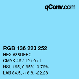 Color code: RGB 136 223 252 | qconv.com