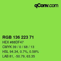 Color code: RGB 136 223 71 | qconv.com