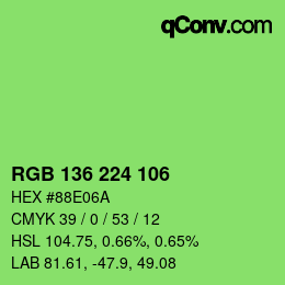Color code: RGB 136 224 106 | qconv.com