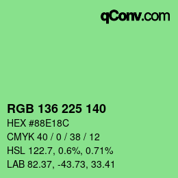 Color code: RGB 136 225 140 | qconv.com