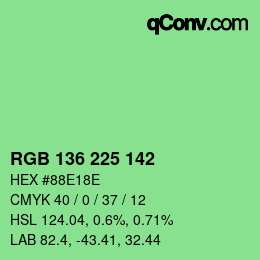 カラーコード: RGB 136 225 142 | qconv.com