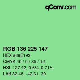 Color code: RGB 136 225 147 | qconv.com