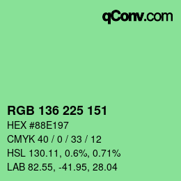 Color code: RGB 136 225 151 | qconv.com