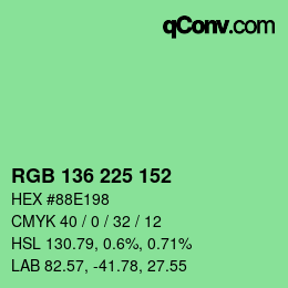 Color code: RGB 136 225 152 | qconv.com