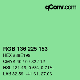Color code: RGB 136 225 153 | qconv.com