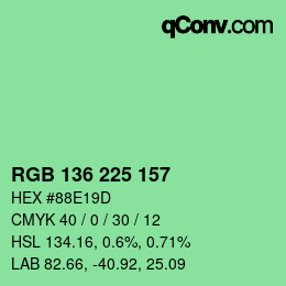 Color code: RGB 136 225 157 | qconv.com