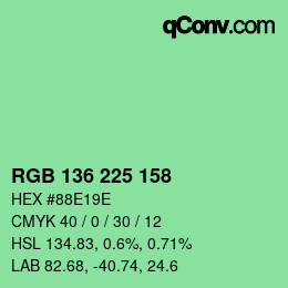Color code: RGB 136 225 158 | qconv.com