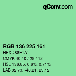 Color code: RGB 136 225 161 | qconv.com
