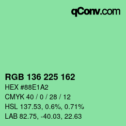 Color code: RGB 136 225 162 | qconv.com
