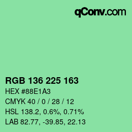Color code: RGB 136 225 163 | qconv.com