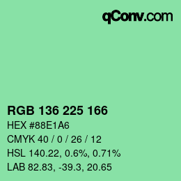 Color code: RGB 136 225 166 | qconv.com