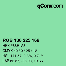 Color code: RGB 136 225 168 | qconv.com