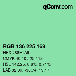 Color code: RGB 136 225 169 | qconv.com