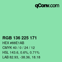 Color code: RGB 136 225 171 | qconv.com