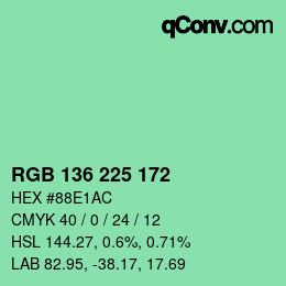 Color code: RGB 136 225 172 | qconv.com