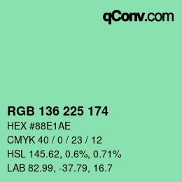 Color code: RGB 136 225 174 | qconv.com
